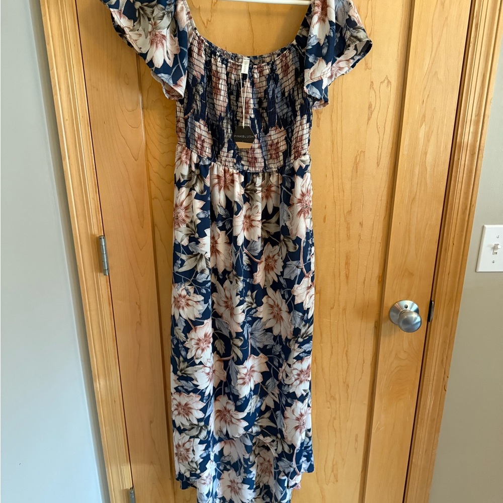 Pinkblush Floral Off-Shoulder High Low Dress
